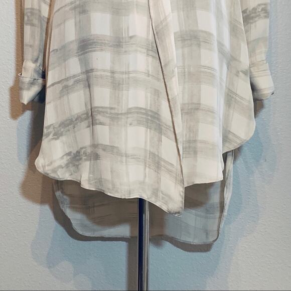 Aritzia A Moveable Feast gray cream plaid silk dress tunic oversize fit size XXS - Picture 3 of 16